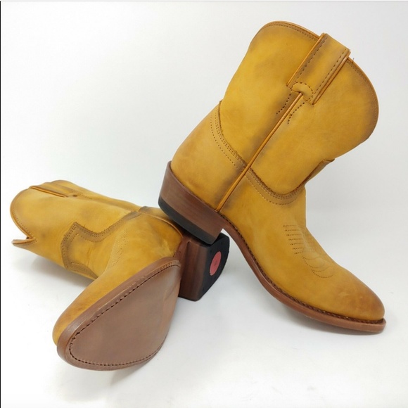 Frye Billy Short Western Boots Cognac Leather - Picture 1 of 6